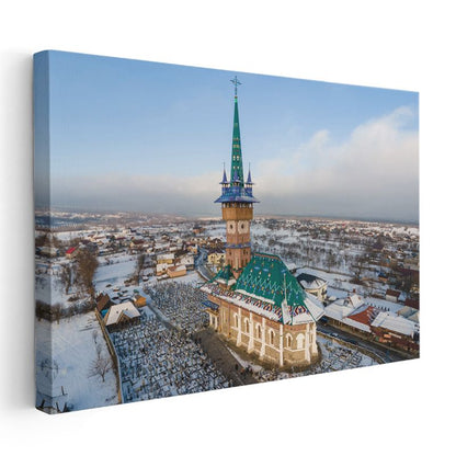 Yeşil Kubbeli Kilise - Kış Manzarasında İhtişamlı Mimari Kanvas Tablo