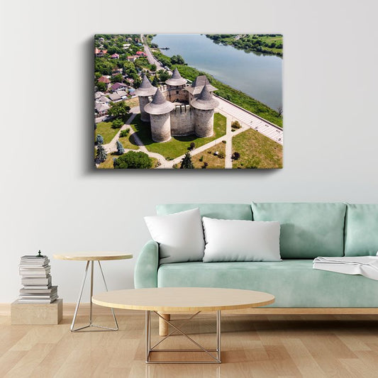 Nehir Kenarı Kalesi - Tarihi Kuleli Yapı Kanvas Tablo