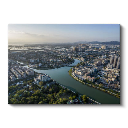 Nehir Kıvrımları - Modern Şehir Silueti Kanvas Tablo