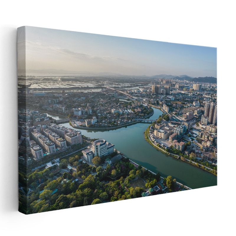 Nehir Kıvrımları - Modern Şehir Silueti Kanvas Tablo