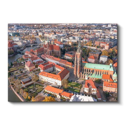Kırmızı Çatılı Avrupa - Tarihi Katedral Manzarası Kanvas Tablo
