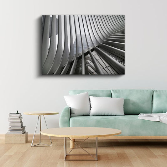 Modern Mimari Çizgiler - Beyaz Eğrisel Yapı Detayları Kanvas Tablo