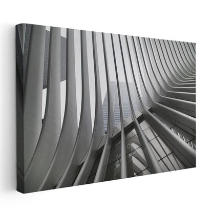 Modern Mimari Çizgiler - Beyaz Eğrisel Yapı Detayları Kanvas Tablo