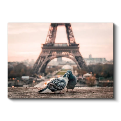 Paris Romantizmi - Eyfel Kulesi ve Güvercinler Kanvas Tablo