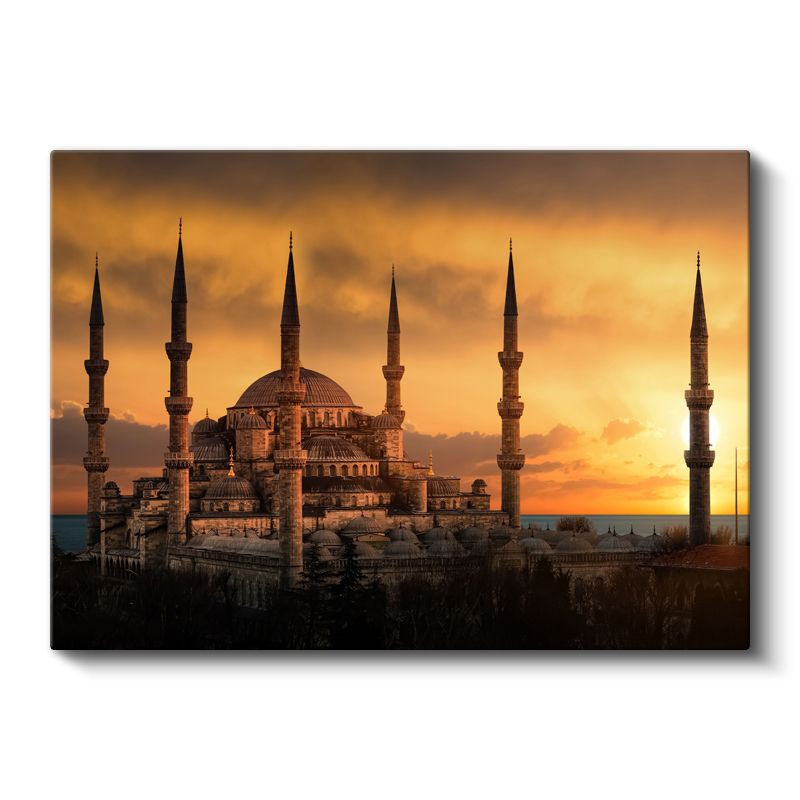 Sultanahmet Camii - Altın Tonlarında Gün Batımı Kanvas Tablo