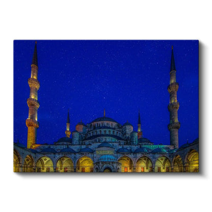 Mavi Işıklar Altında - Gece Sultanahmet Silüeti Kanvas Tablo