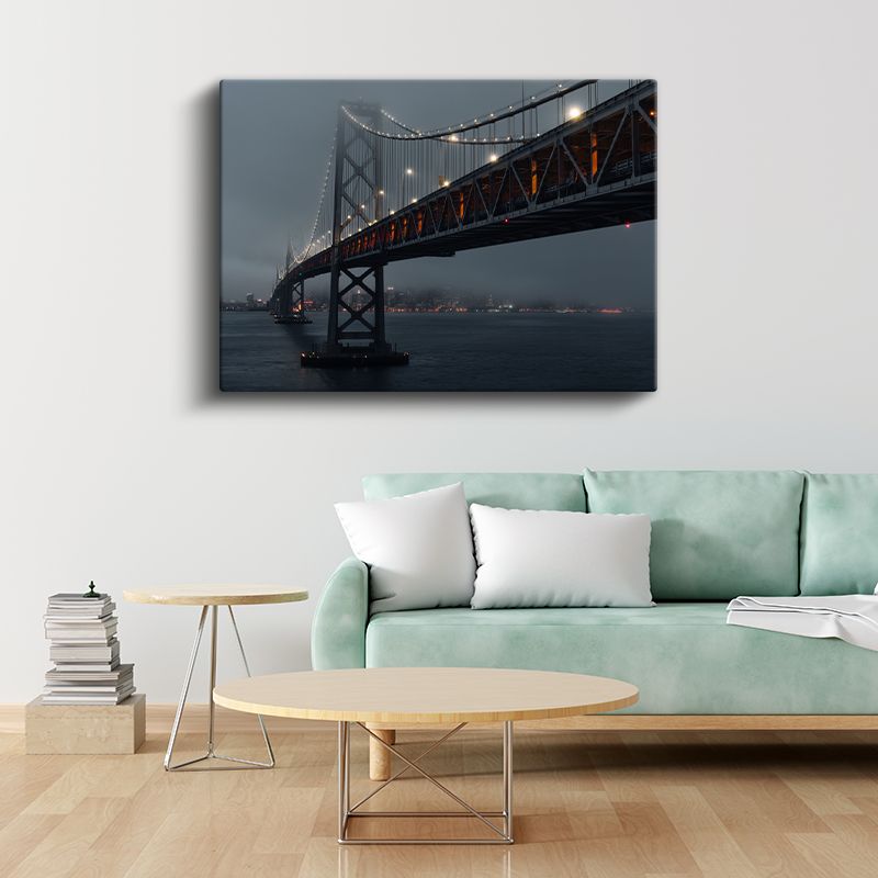 Bay Bridge - Sisli Gecede Işıklar Kanvas Tablo