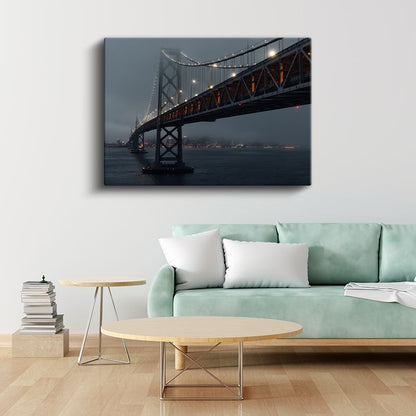 Bay Bridge - Sisli Gecede Işıklar Kanvas Tablo