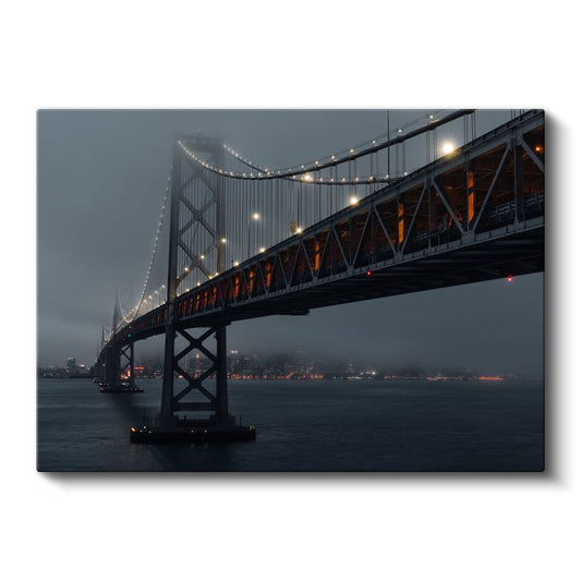 Bay Bridge - Sisli Gecede Işıklar Kanvas Tablo