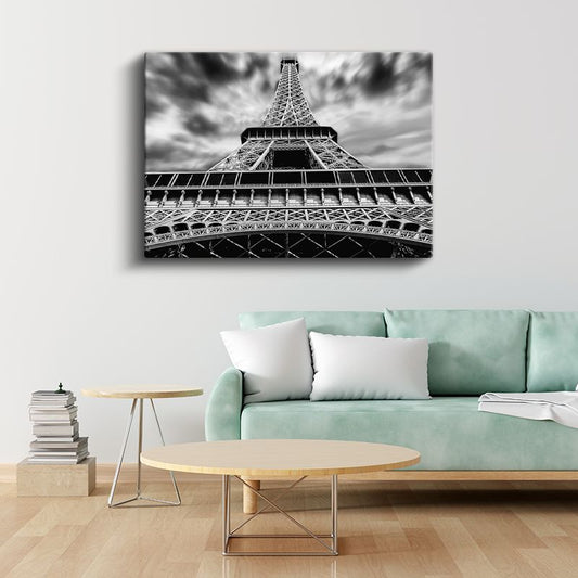 Eyfel Perspektifi - Dramatik Gökyüzü Altında Kanvas Tablo