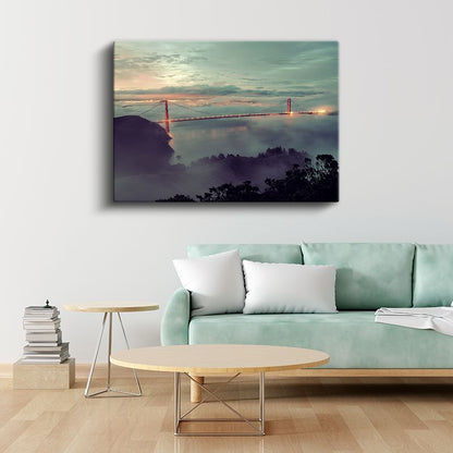 Golden Gate - Sis Bulutları Arasında Kanvas Tablo