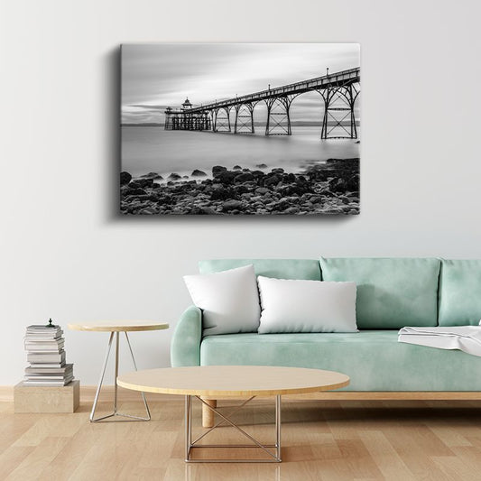 Clevedon İskelesi - Minimalist Deniz Mimarisi Kanvas Tablo