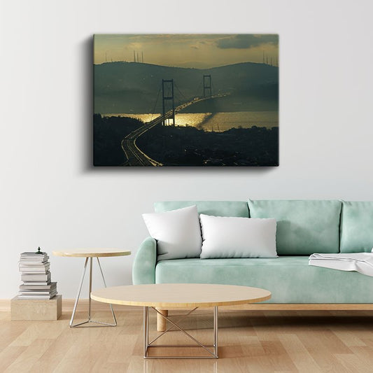 Boğaziçi Köprüsü - Altın Işıkta İstanbul Silüeti Kanvas Tablo