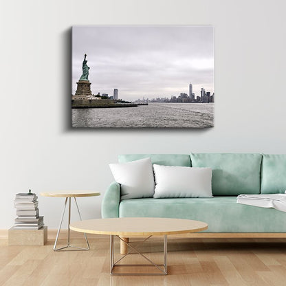 Özgürlük Heykeli - Manhattan Manzaralı Kanvas Tablo