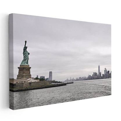 Özgürlük Heykeli - Manhattan Manzaralı Kanvas Tablo