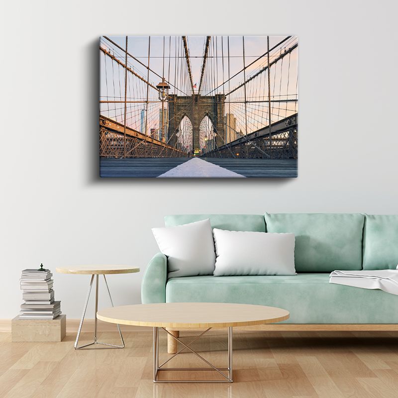 Brooklyn Köprüsü - Merkez Perspektif Kanvas Tablo