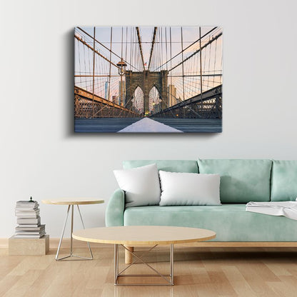 Brooklyn Köprüsü - Merkez Perspektif Kanvas Tablo