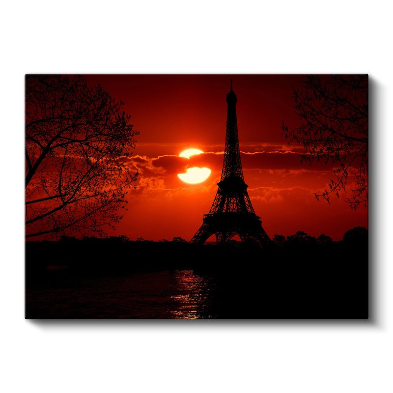 Kızıl Gün Batımı - Eyfel Kulesi Silüeti Kanvas Tablo