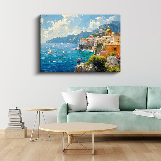 Amalfi Kıyısı - Akdeniz Esintisi Kanvas Tablo