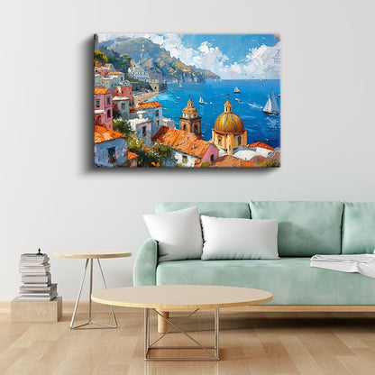 Positano Kubbesi - İtalyan Sahil Kasabası Kanvas Tablo