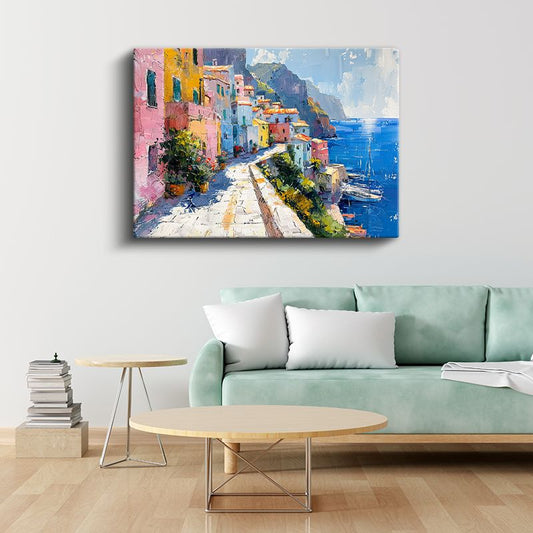 Amalfi Sokakları - Renkli Akdeniz Evleri Kanvas Tablo