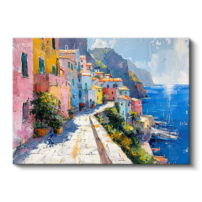 Amalfi Sokakları - Renkli Akdeniz Evleri Kanvas Tablo