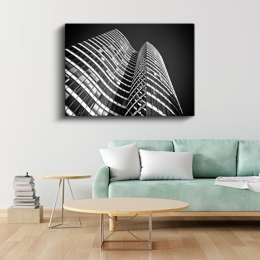 Modern Mimari - Minimalist Gökdelen Silüeti Kanvas Tablo