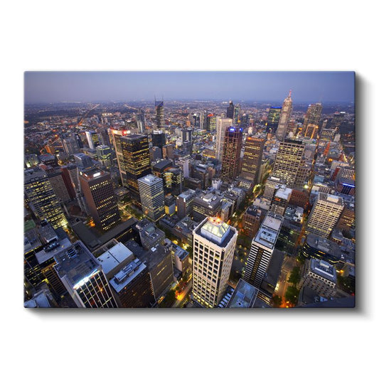 Melbourne Kuşbakışı - Gece Şehir Işıkları Kanvas Tablo
