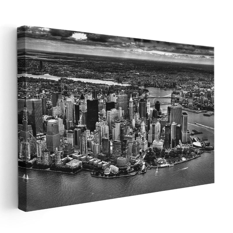 Manhattan Adası - Havadan Şehir Panoraması Kanvas Tablo