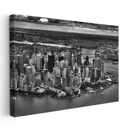Manhattan Adası - Havadan Şehir Panoraması Kanvas Tablo