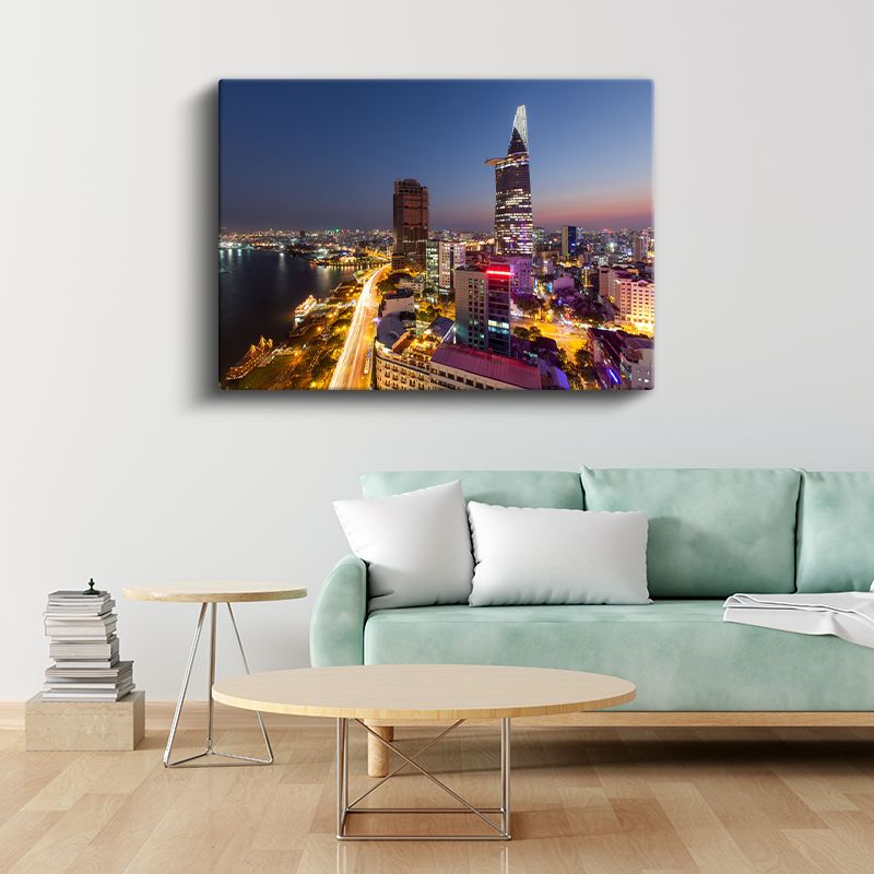 Ho Chi Minh City - Gece Işıltısı Kanvas Tablo