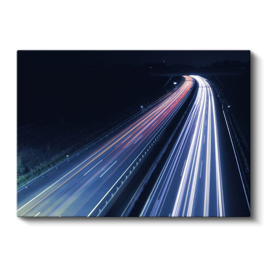 Gece Otoyolu - Işık İzleri Kanvas Tablo