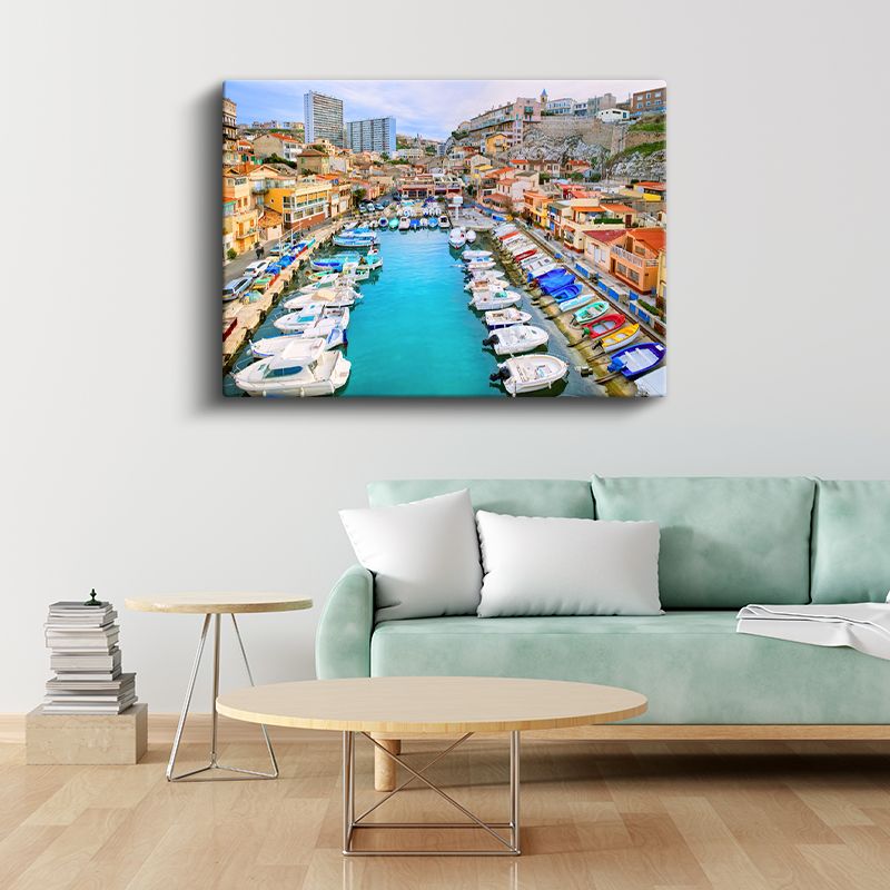 Marsilya Limanı - Renkli Tekneler Kanvas Tablo