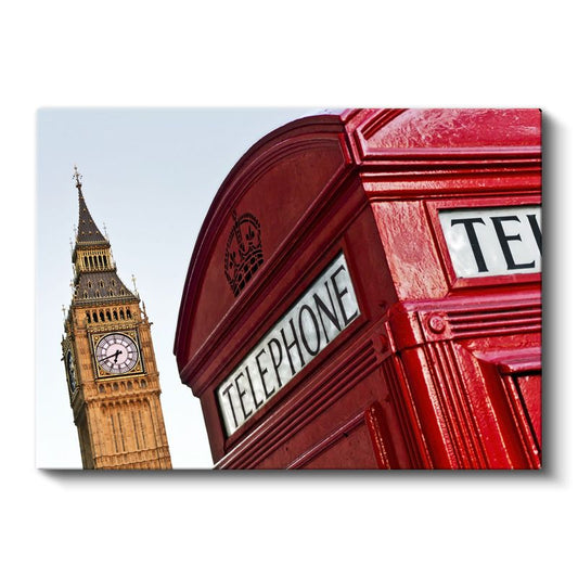 Londra İkonları - Big Ben ve Telefon Kulübesi Kanvas Tablo