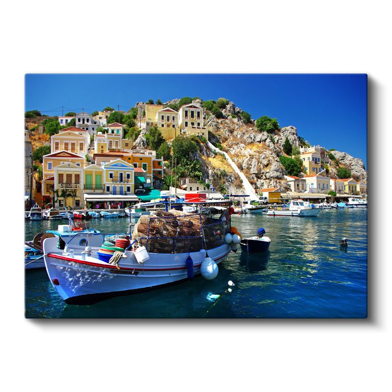 Symi Adası - Yunan Sahil Kasabası Kanvas Tablo