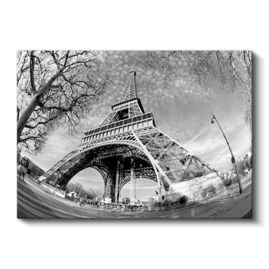 Eyfel Perspektifi - Siyah Beyaz Mimari Kanvas Tablo