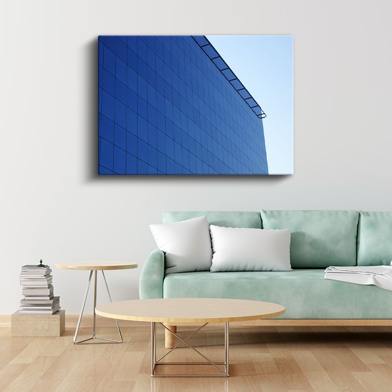 Mavi Cam Cephe - Modern Mimari Detay Kanvas Tablo