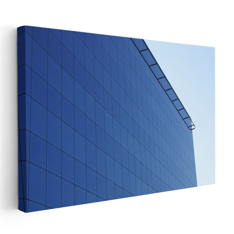 Mavi Cam Cephe - Modern Mimari Detay Kanvas Tablo