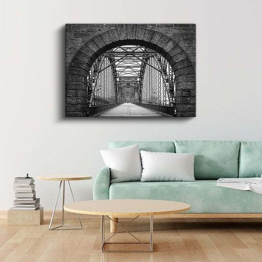 Köprü Kemeri - Siyah Beyaz Çelik Konstrüksiyon Kanvas Tablo