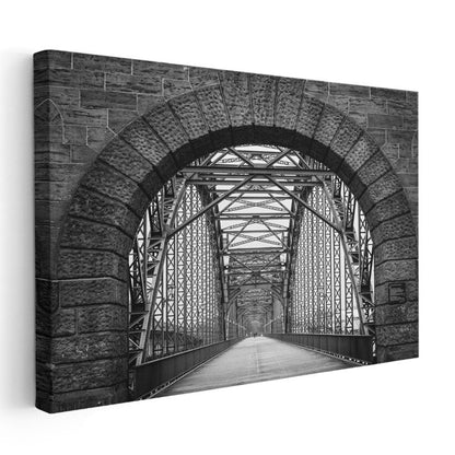 Köprü Kemeri - Siyah Beyaz Çelik Konstrüksiyon Kanvas Tablo