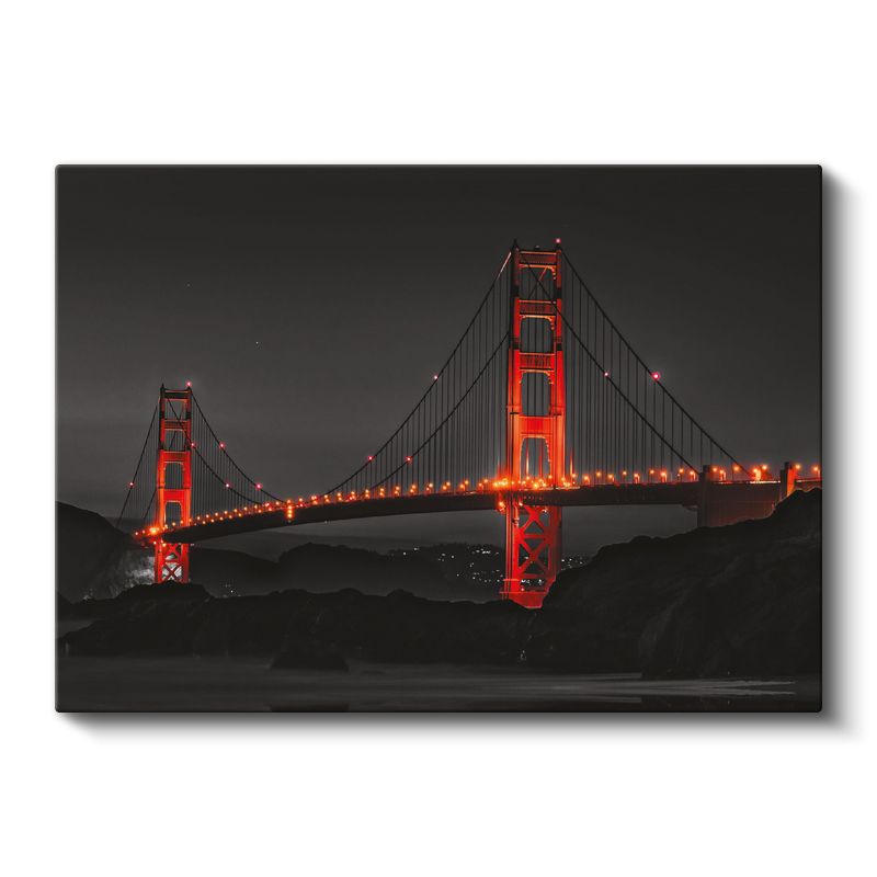 Golden Gate - Kırmızı Silüet Kanvas Tablo
