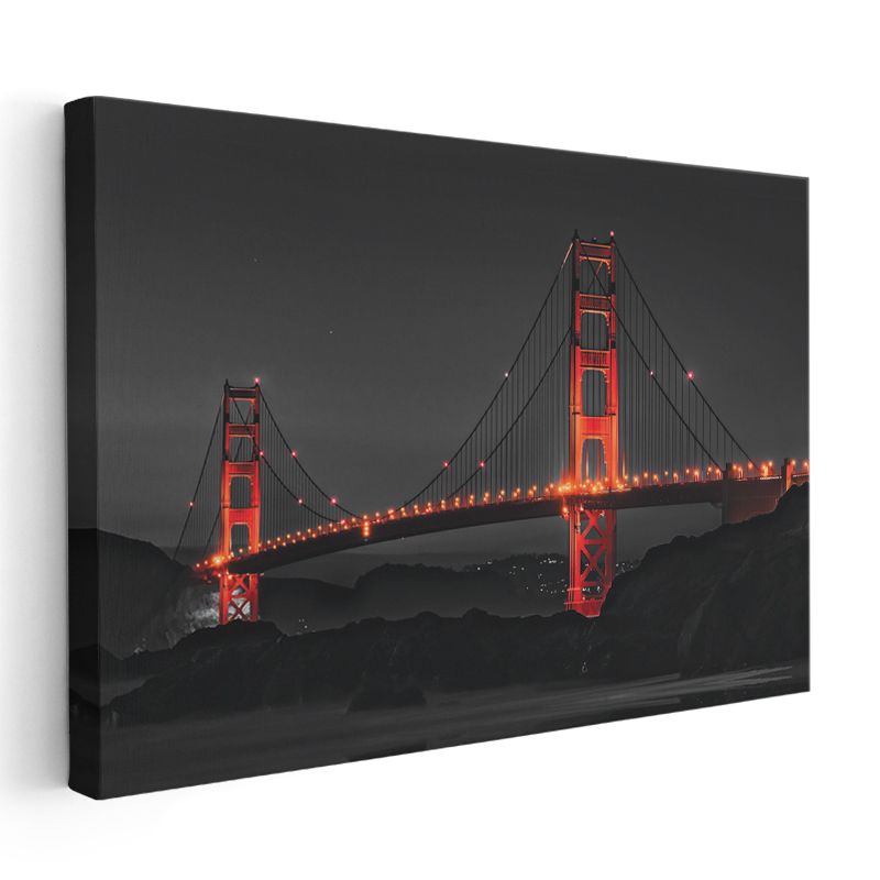 Golden Gate - Kırmızı Silüet Kanvas Tablo