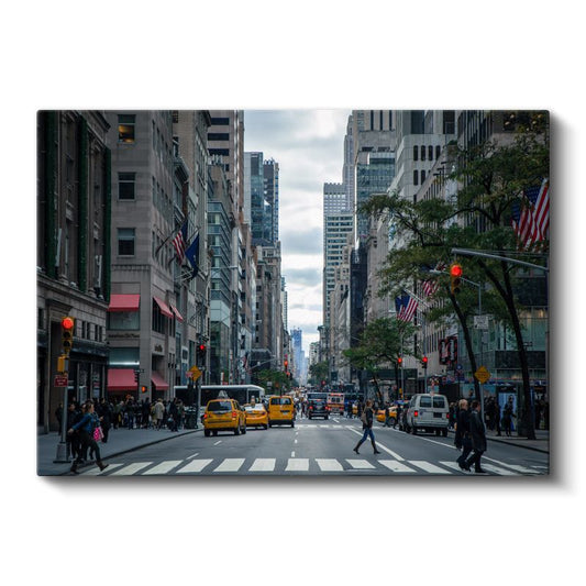New York Caddesi - Sarı Taksiler Kanvas Tablo