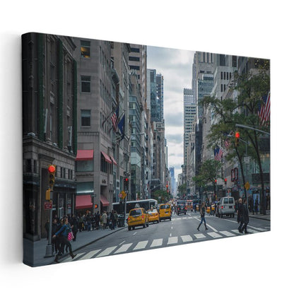 New York Caddesi - Sarı Taksiler Kanvas Tablo