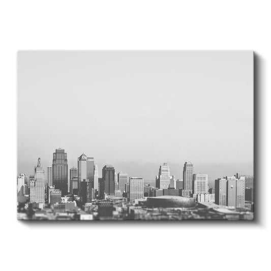 Şehir Silueti - Minimalist Siyah Beyaz Kanvas Tablo