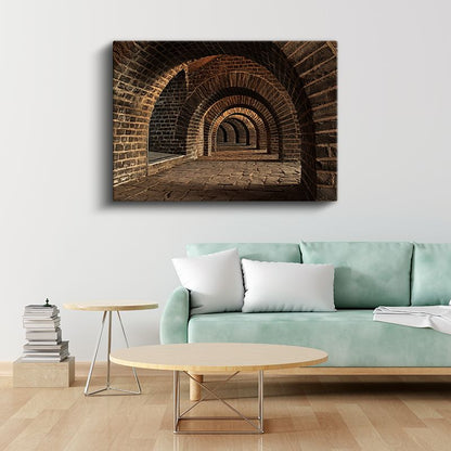 Tuğla Kemerler - Tarihi Koridor Perspektifi Kanvas Tablo