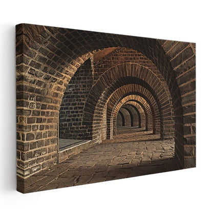 Tuğla Kemerler - Tarihi Koridor Perspektifi Kanvas Tablo