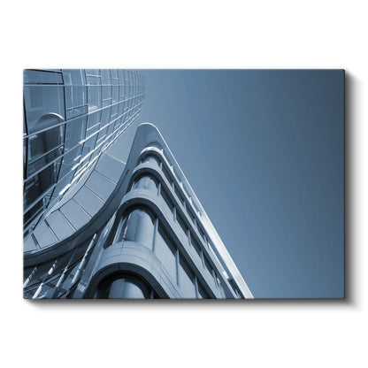 Modern Mimari - Mavi Cam Yapı Detayları Kanvas Tablo