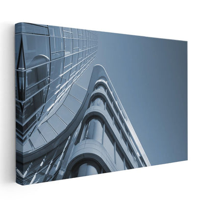 Modern Mimari - Mavi Cam Yapı Detayları Kanvas Tablo