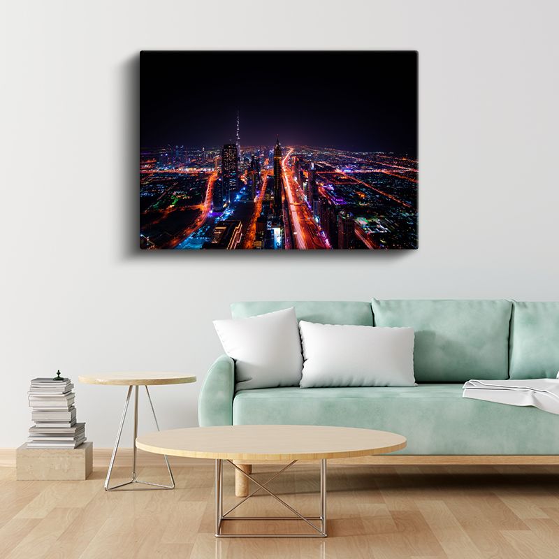 Dubai Gecesi - Işıklı Otoyollar Kanvas Tablo